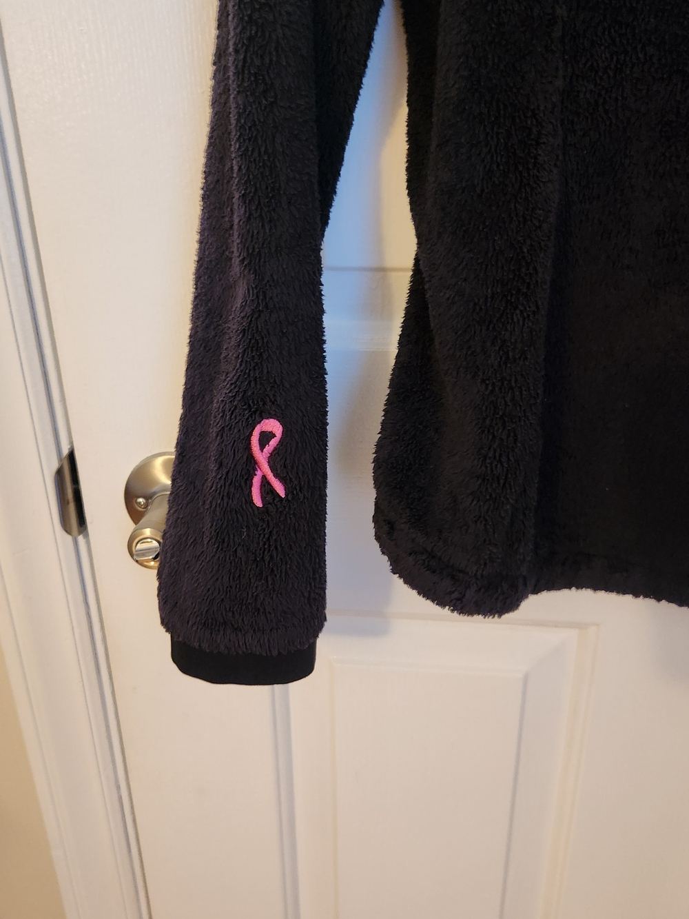 The North Face Women's BREAST CANCER Black Fleece Jacket with Pink Logo